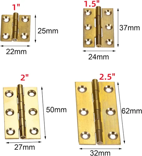 Miniatura 4 de dophee 4 mini bisagras de latón puro, bisagras plegables a tope para cajón, armario, puerta, joyero, muebles de madera, 2.5 pulgadas