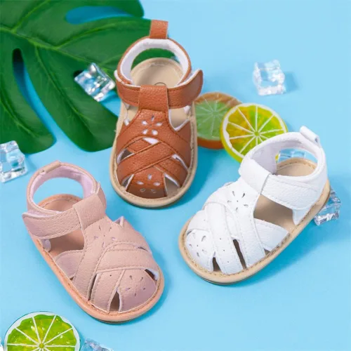 Miniatura 20 de Meckior Sandalias de verano con punta abierta y suave de piel sintética para bebés y niñas pequeñas