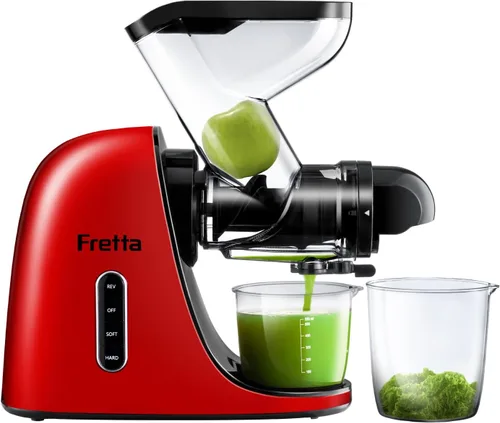 Miniatura 11 de Fretta - Exprimidor de prensado en frío, sin BPA, máquina de exprimidor de verduras y frutas, canal de alimentación de 3 pulgadas de ancho, fácil