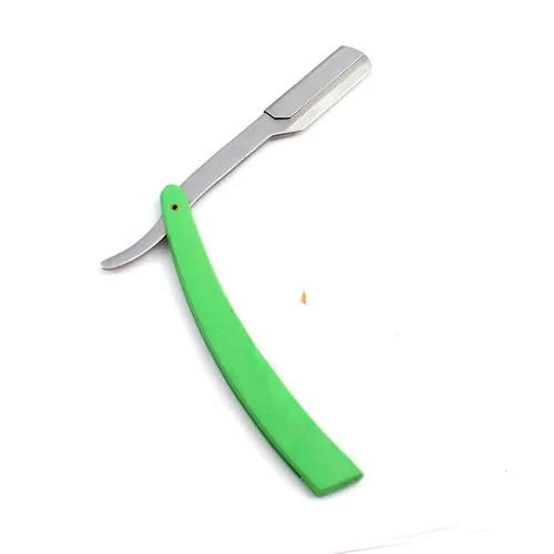 Miniatura 10 de OdontoMed2011® Rastrillos profesionales rectos de acero con borde de barbero plegable para afeitar, rastrillo de afeitado doble (mango negro)
