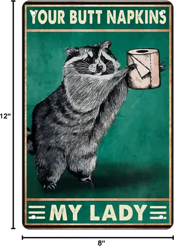 Miniatura 8 de Mapache gótico divertido medieval servilletas de baño retro póster inodoro cueva bar hogar café decoración pared cartel 8x12 pulgadas