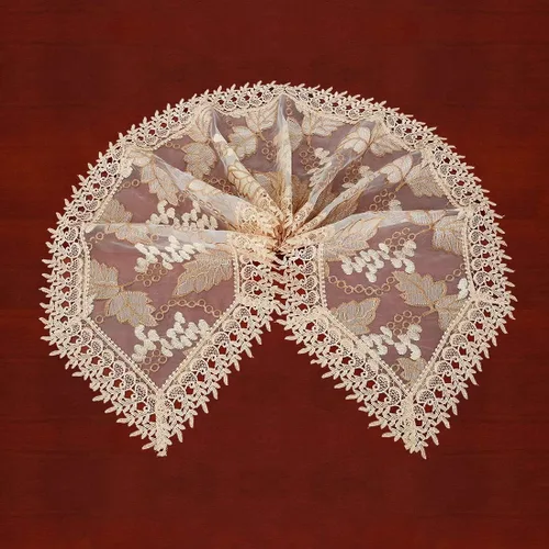 Miniatura 2 de Pequeños tapetes de mesa de encaje de cosecha de otoño para vacaciones de Acción de Gracias, hojas de roble bordadas en gasa transparente