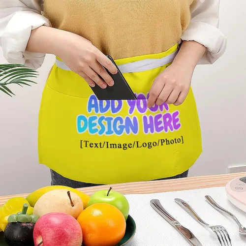 Miniatura 75 de AXKEUDO Delantal personalizado con bolsillos, delantales de cintura para camarera para cocinar en casa, restaurante, servir trabajo