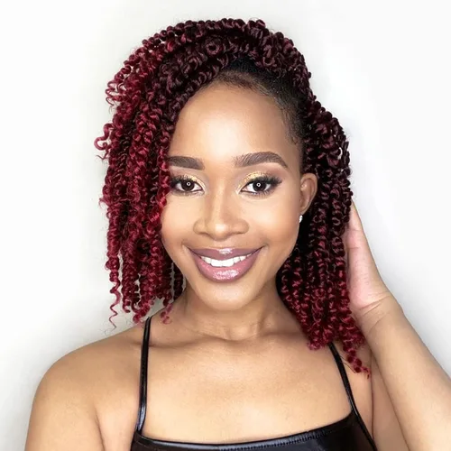 Miniatura 54 de Cabello Passion Twist de 12 pulgadas, 8 paquetes, cabello de ganchillo pretrenzado para mujeres negras, cabello rizado de ganchillo preenlazado, 1b#