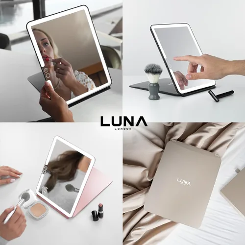 Miniatura 2 de LUNA London Eclipse LED Lighted Travel Vanity Makeup Mirror 3 Colour Light, Compact, Portable, Lighted, Rechargeable, Illuminated Mirror Perfect