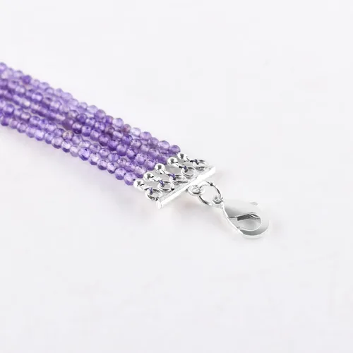 Miniatura 13 de YANARA Gemstone Bracelets For Women Birthstone, Natural Gemstone Layered Micro-Beads, Dainty Handmade Jewelry Chakra Energy Healing Crystals Silver