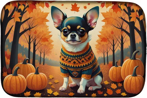 Miniatura 41 de Caroline's Treasures DAC1042DDM Tapete de secado de platos de otoño con perro salchicha absorbente para secar platos para encimera de cocina, tapete