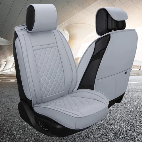 Miniatura 9 de Funda para asiento de automóvil, resistente al agua, de cuero sintético, para asientos delanteros y traseros, ajuste universal para la mayoría