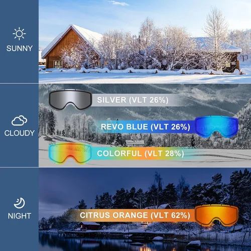 Miniatura 7 de SKYWAY OTG SS6001 - Gafas de esquí y snowboard para hombres y mujeres, motos de nieve, esquí, patinaje