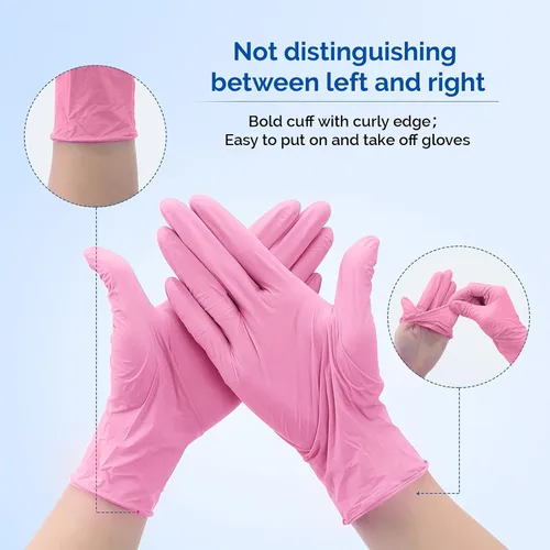 Miniatura 6 de JMU Guantes de Nitrilo Rosa, No Estériles, Guantes de Examen Desechables Sin Látex para Médico Esteticista, XS/S/M/L/XL, 200-4000