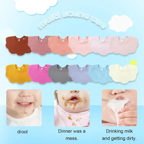 Miniatura 4 de Baberos de muselina para bebé para babeo y dentición Baberos para babeo de recién nacido para bebé niña o niño Colorido