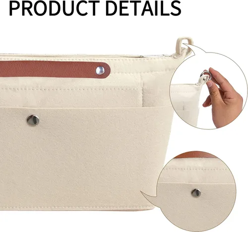 Miniatura 4 de Soyizom Organizador de bolso, organizador de bolsa de inserción para bolsos, organizador de fieltro con cremallera y bolsa de llavero en la bolsa