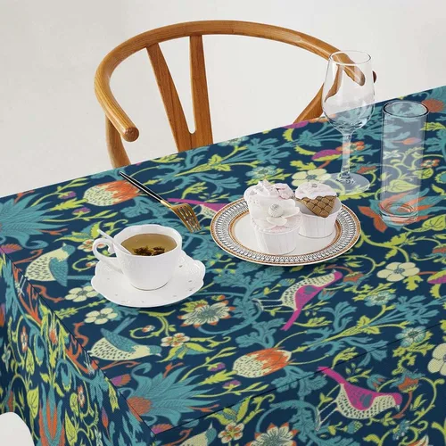 Miniatura 308 de Mantel Floral Retro de Pájaros, Diseño Original Bohemio William Morris Estampado Cubierta de Mesa para Hogar Picnic Fiesta Comedor Cocina William