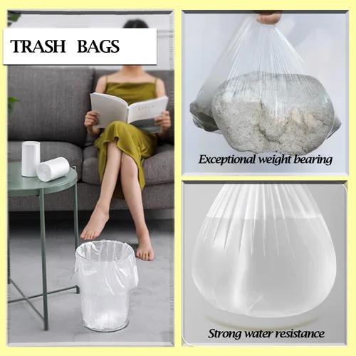 Miniatura 3 de Bolsas de basura pequeñas de 4 galones, 220 unidades, bolsas de basura transparentes para baño, cocina, dormitorio, bolsas de basura de 5 galones