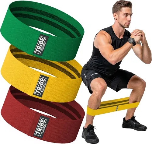 Miniatura 9 de Tribe Lifting Bandas de resistencia para entrenar – Paquete de 3 bandas de entrenamiento de tela para mujeres y hombres – Bandas de glúteos para Gris