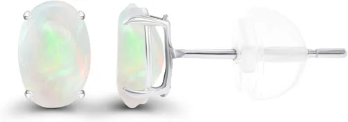 Miniatura 2 de Solid 925 Sterling Silver Gold Plated 7x5mm Oval Genuine Birthstone Stud Earrings For Women Natural or Created Hypoallergenic Gemstone Stud Earrings