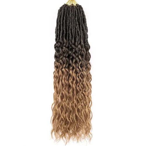 Miniatura 25 de Cabello de Ganchillo Goddess Locs de 12 Pulgadas 8 Paquetes Nuevos Locs Sintéticos Suaves Trenzas de Ganchillo Ondas Profundas Extensiones de 1b
