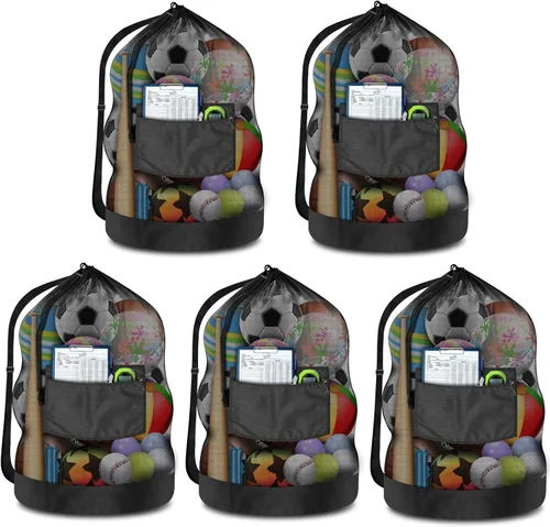 Miniatura 8 de BROTOU Heavy Duty Soccer Ball Net Bag(100L Extra Large Capacity 10-12Balls), Drawstring Mesh Ball Bag with Zipper Pocket, Sports Equipment Storage