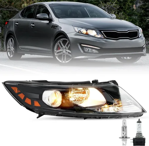 Miniatura 8 de SOCKIR Conjunto de faros halógenos de repuesto para Kia Optima 2011 2012 2013, carcasa negra, reflector transparente para lado del conductor