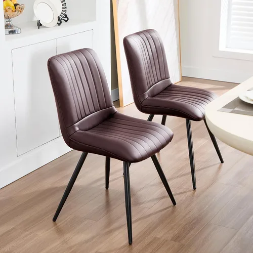 Miniatura 22 de Sillas de comedor, modernas sillas de comedor con cojines gruesos, sillas tapizadas de piel sintética para cocina, comedor con patas de metal
