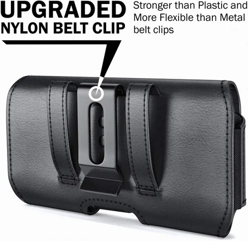 Miniatura 3 de DeBin Funda para iPhone 17 17 Pro 16 16e 16 Pro 15, 15 Pro 14 13 12 11 X Xs 10 XR, Galaxy S25 S24, S23, S22 - Soporte para cinturón de teléfono Negro