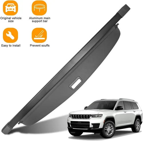 Miniatura 6 de Funda de carga retráctil para maletero para Jeep Grand Cherokee 2022-2025 (2 filas; WL) - Sombra de seguridad antirrobo para privacidad, accesorios