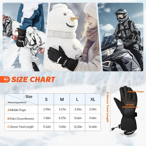 Miniatura 6 de ThxToms Guantes de esquí para hombres y mujeres, guantes de invierno impermeables 3M Thinsulate guantes cálidos unisex para pantalla táctil, guantes