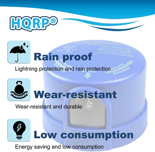 Miniatura 4 de HQRP Paquete de 2 interruptores de luz para exteriores con sensor de fotocélula del atardecer al amanecer, control fotoeléctrico, enchufe de bloqueo