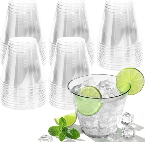 Miniatura 20 de Glowserve Paquete de 50 vasos de plástico transparente de 9 onzas, vasos de plástico azul transparente para cóctel, vasos desechables para fiestas