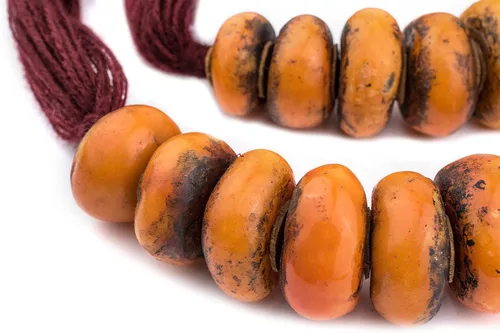 Miniatura 4 de TheBeadChest - Cuentas de resina marroquí, mandarina, extra grandes, 1.496 pulgadas, color naranja africano, redondo, agujero grande, 38 pulgadas
