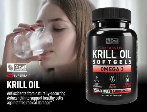 Miniatura 8 de Aceite de krill antártico de 1000 mg (120 cápsulas blandas) Suplemento de aceite de pescado Omega 3 con EPA, DHA y astaxantina, para apoyo