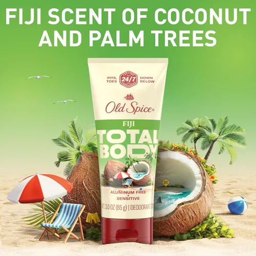 Miniatura 6 de Old Spice Crema desodorante para todo el cuerpo para hombres, sin aluminio, aroma Fiyi, protección contra olores 24/7, frescura duradera 24/7