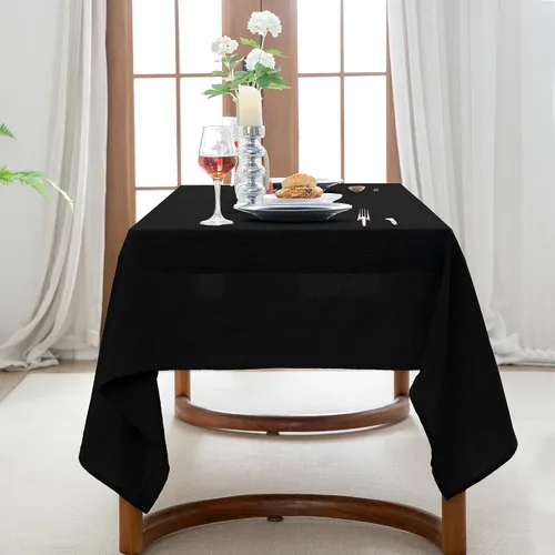Miniatura 5 de EVERLY 100% Pure Linen Rectangle Tablecloths 60x84Inches for Dining,Buffet Parties,Picnic,Events,Weddings and Restaurants,Decorative Black