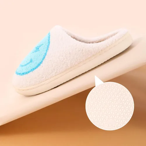 Miniatura 5 de Pantuflas Retro con Rayo y Cara Sonriente, de Felpa Suave, Cómodas y Cálidas, de Forro Polar para Mujer