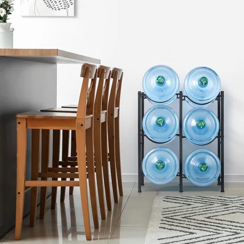 Miniatura 7 de LIANTRAL Soporte para Jarra de Agua de 5 Galones, Estante de Almacenamiento de Botellas de Agua de 5 Galones, 5 Niveles, Plata