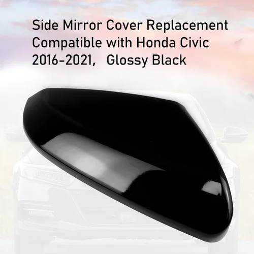 Miniatura 2 de Moonlinks Compatible con cubierta de espejo lateral del lado del pasajero para Honda Civic 2016-2021, negro brillante para Civic de 10ª