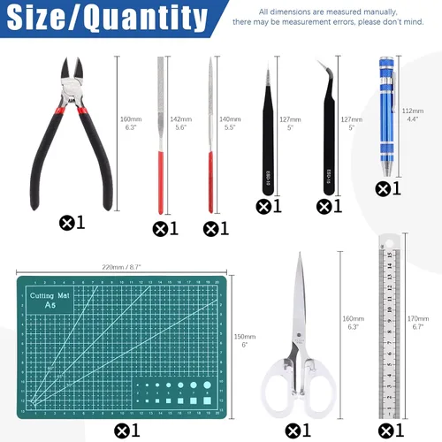 Miniatura 2 de Glarks Kit de herramientas de modelo, 39 piezas, herramientas de construcción de modelos, herramientas de modelado, herramientas básicas, kit