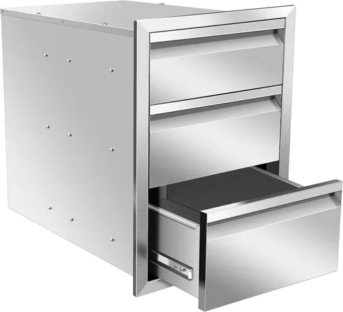 Miniatura 9 de Cajones de cocina para exteriores de 18 pulgadas de ancho x 15 pulgadas de alto x 23 pulgadas de profundidad, de acero inoxidable, cajones dobles