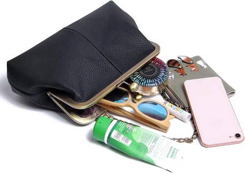 Miniatura 5 de Lanpet Cartera clásica para mujer con cierre de beso, con correa de cadena, bolso de hombro