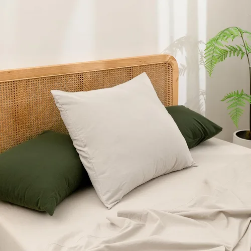 Miniatura 52 de BESTOUCH 100% Algodón Lavado Funda de Almohada para Cabello y Piel, Sensación de Lino, Suave, Cómoda, Transpirable, Juego de 2 Fundas de Almohada