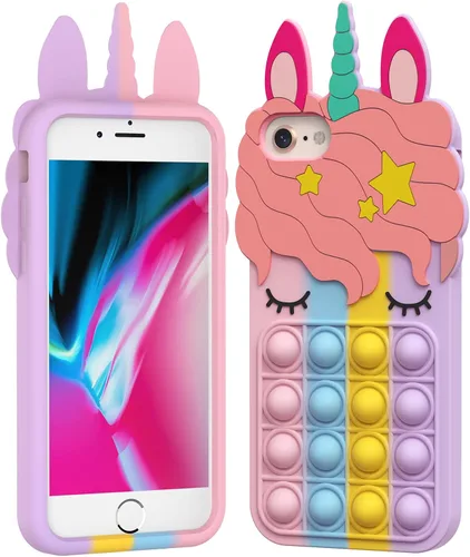 Miniatura 20 de Pop Case para iPhone 12/12 Pro, Funda de silicona con burbujas de gato negro afortunado de dibujos animados, brillo, estrellas, burbujas de arena