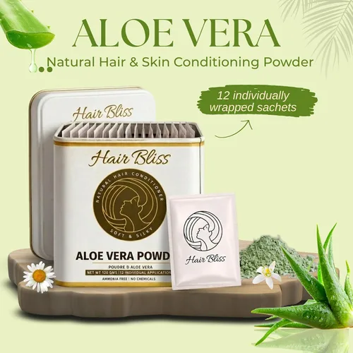 Miniatura 4 de Hair Bliss Natural Aloe Vera Herbal Hair & Skin Conditioning Powder 12 Individual Sachets (10 gm Each) Reusable Brush & Tray Included By Pride