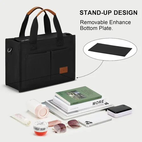 Miniatura 5 de Bolso grande de lona con compartimentos y cremallera para mujer de KKXIU, bolso cruzado, de trabajo, bíblico, de mensajero con bolsillos
