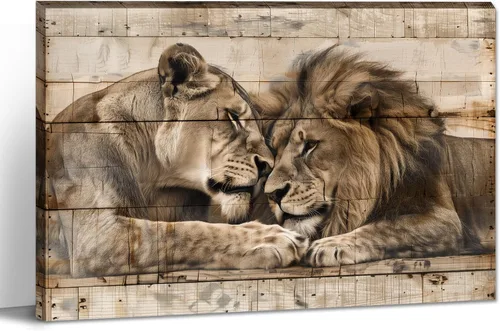 Miniatura 17 de LYUNSHUO Lienzo decorativo para pared, diseño de león y leona, animales en blanco y negro, imágenes de pareja, pintura abstracta de vida silvestre