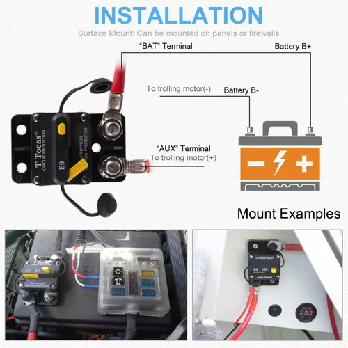 Miniatura 4 de E69 Interruptor de circuito de 10 A T3 con restablecimiento manual Mini de montaje en superficie IP66 Interruptor conmutable de 10 A