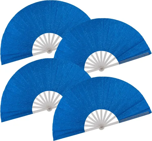 Miniatura 9 de 2 ventiladores plegables grandes de mano para hombres y mujeres, abanicos decorativos plegables, accesorios rave, utilizados para bailes, fiestas