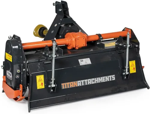 Titan Attachments enganche de 3 puntos, accesorio de cultivador rotativo de 48" para tractores Cat 1, acabado en carbón, cultivador impulsado por