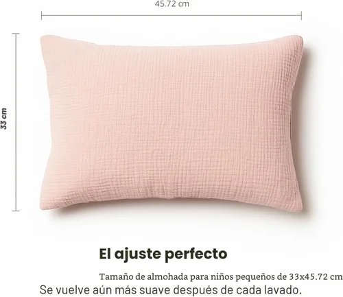 Miniatura 4 de Konssy Funda de almohada de muselina para almohada de 13 x 18 pulgadas, paquete de 2 fundas de almohada de algodón suave y transpirable para niños