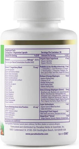 Miniatura 9 de Paradise Herbs – Paquete de mezcla de la tierra – Superfood Multivitamínico sin hierro 60 unidades + vitamina C 90 unidades – Ayuda a mantener