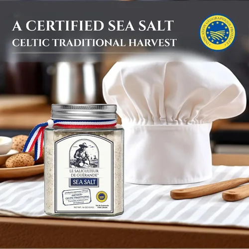 Miniatura 6 de Le Saliculteur - Cosecha celta tradicional, 16 onzas, sal marina gris fina sin refinar, sal mineral orgánica francesa con tarro de vidrio